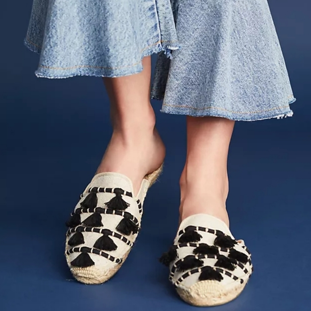 Anthropologie Soludos Tasseled Espadrille Mules